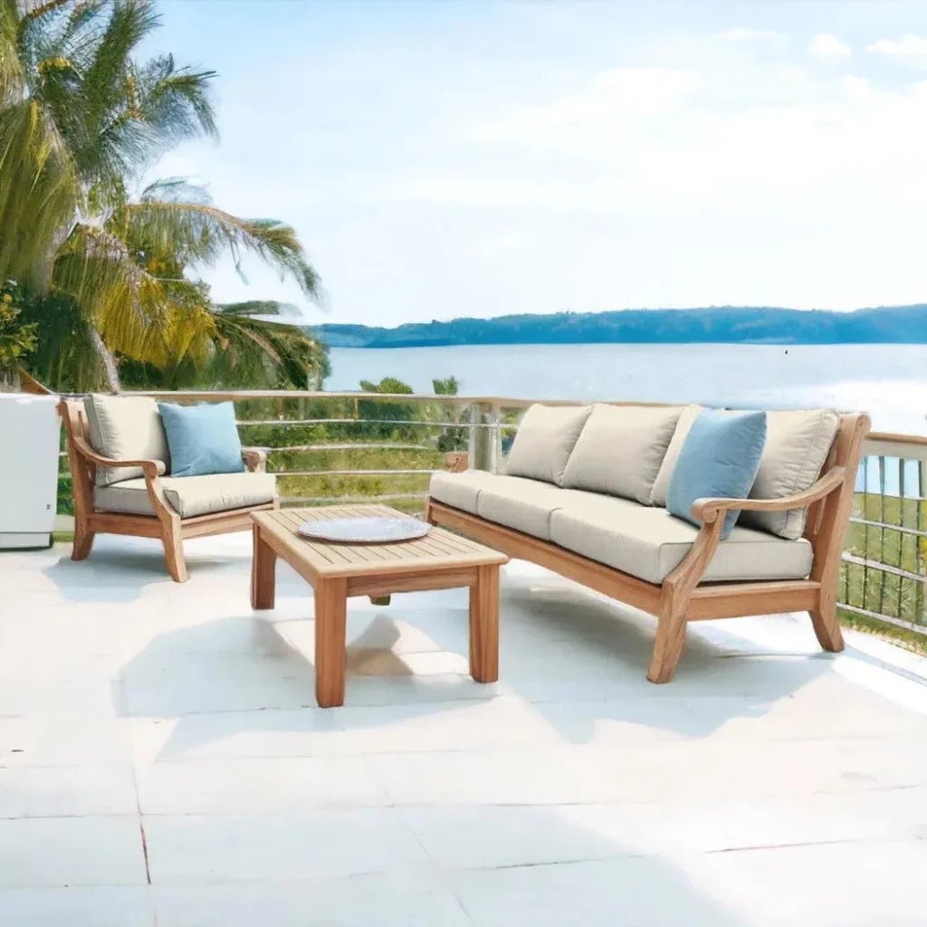 Sonoma Teak Deep Outdoor Couch with Sunbrella Cushions - HearthHub