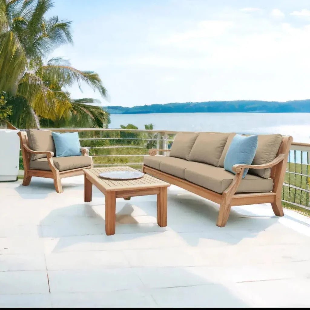 Sonoma Teak Deep Outdoor Couch with Sunbrella Cushions - HearthHub