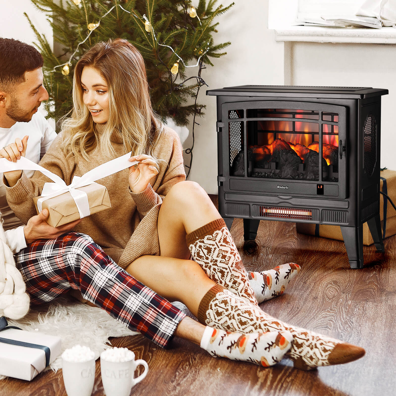 Suburbs TS25 Smart Electric Fireplace Stove Heater, WiFi Enabled - HearthHub