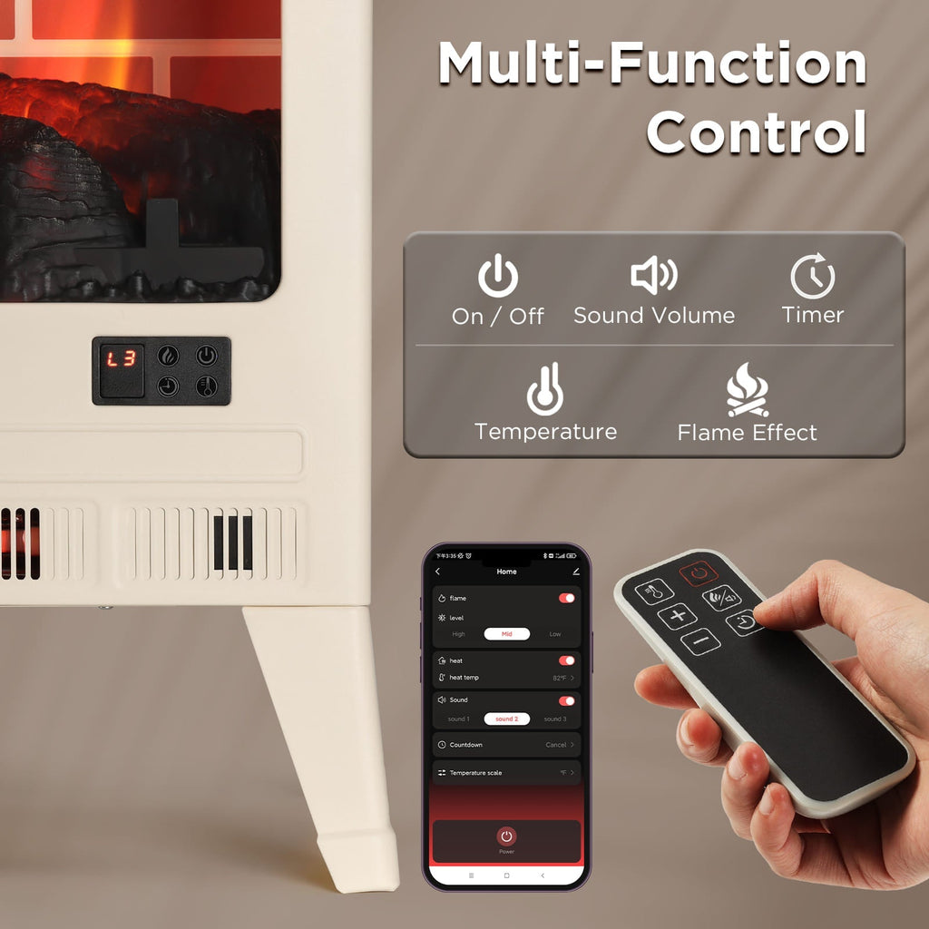 Suburbs TS25 Smart Electric Fireplace Stove Heater, WiFi Enabled - HearthHub