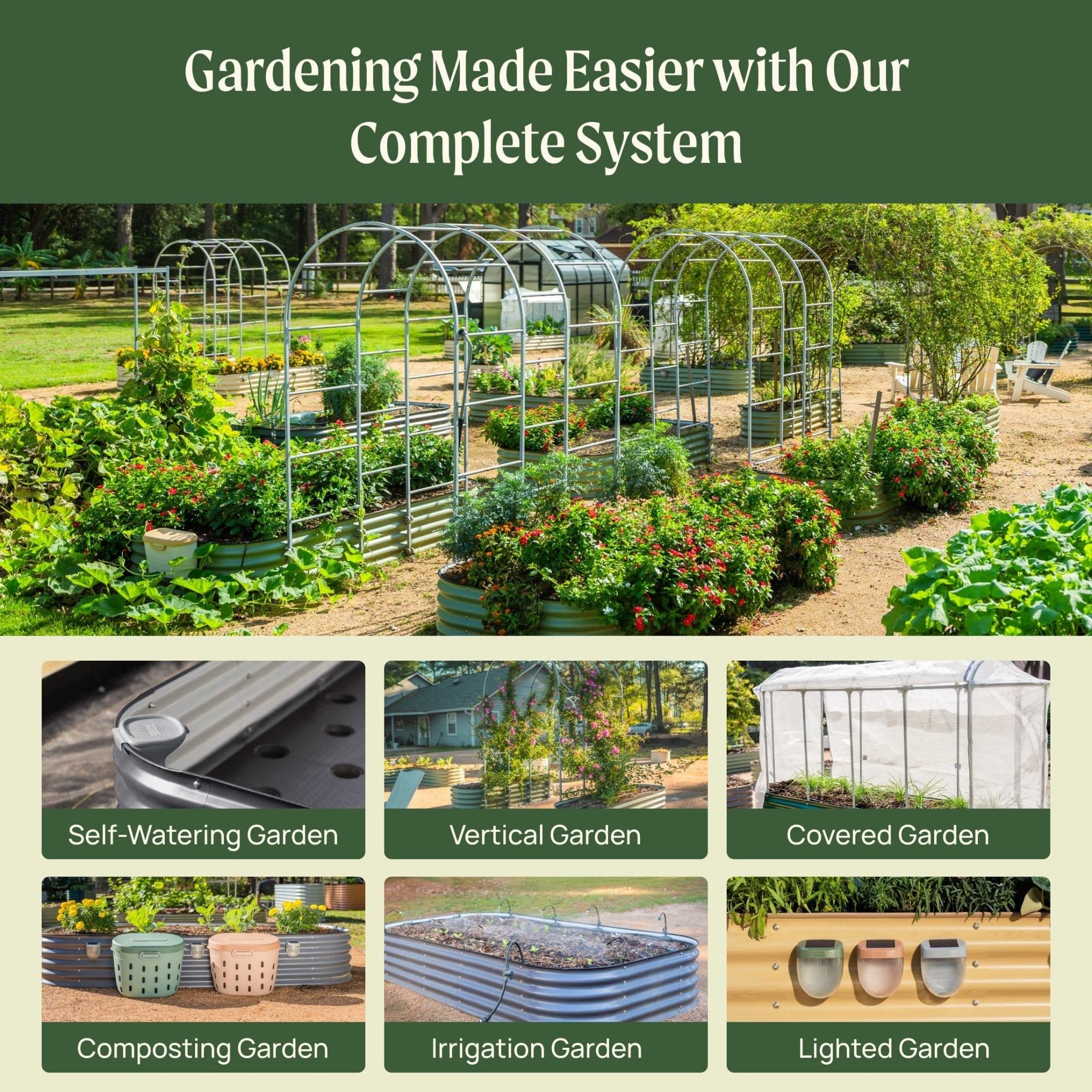 17" Tall 9 In 1 Large Modular Metal Raised Garden Bed Kit - HearthHub