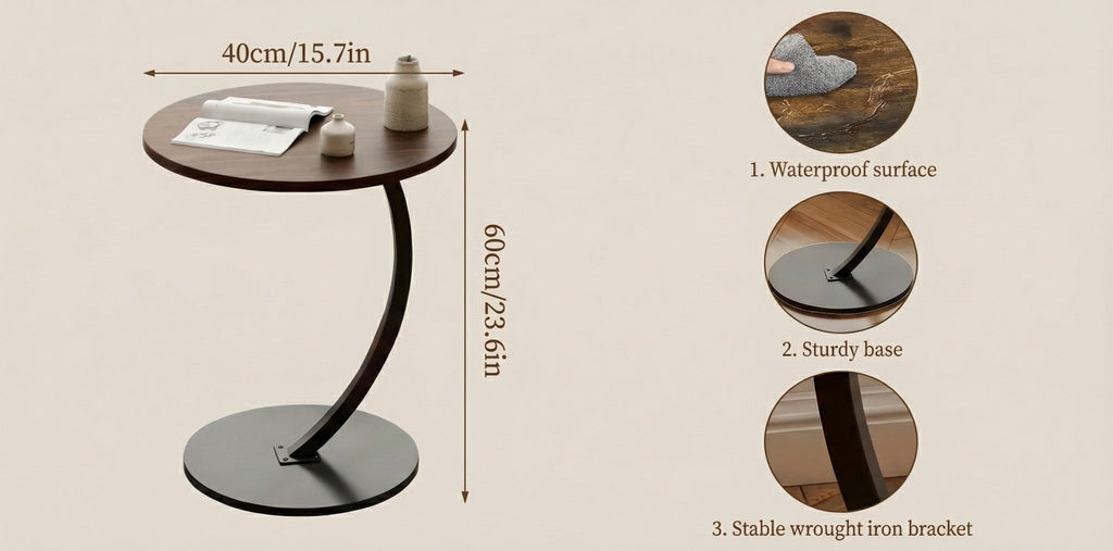 Modern Side Table – Round, C - Shape & Petal Designs | Sofa End Table with Metal - HearthHub