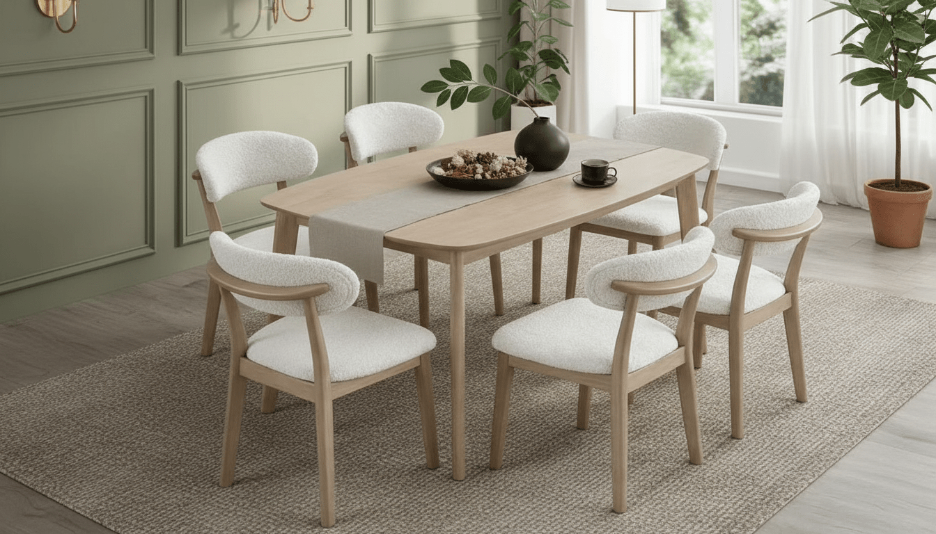 ACTU Scandinavian Dining Table Set with Upholstered Chairs for Small Spaces (Seats 4–6) - HearthHub