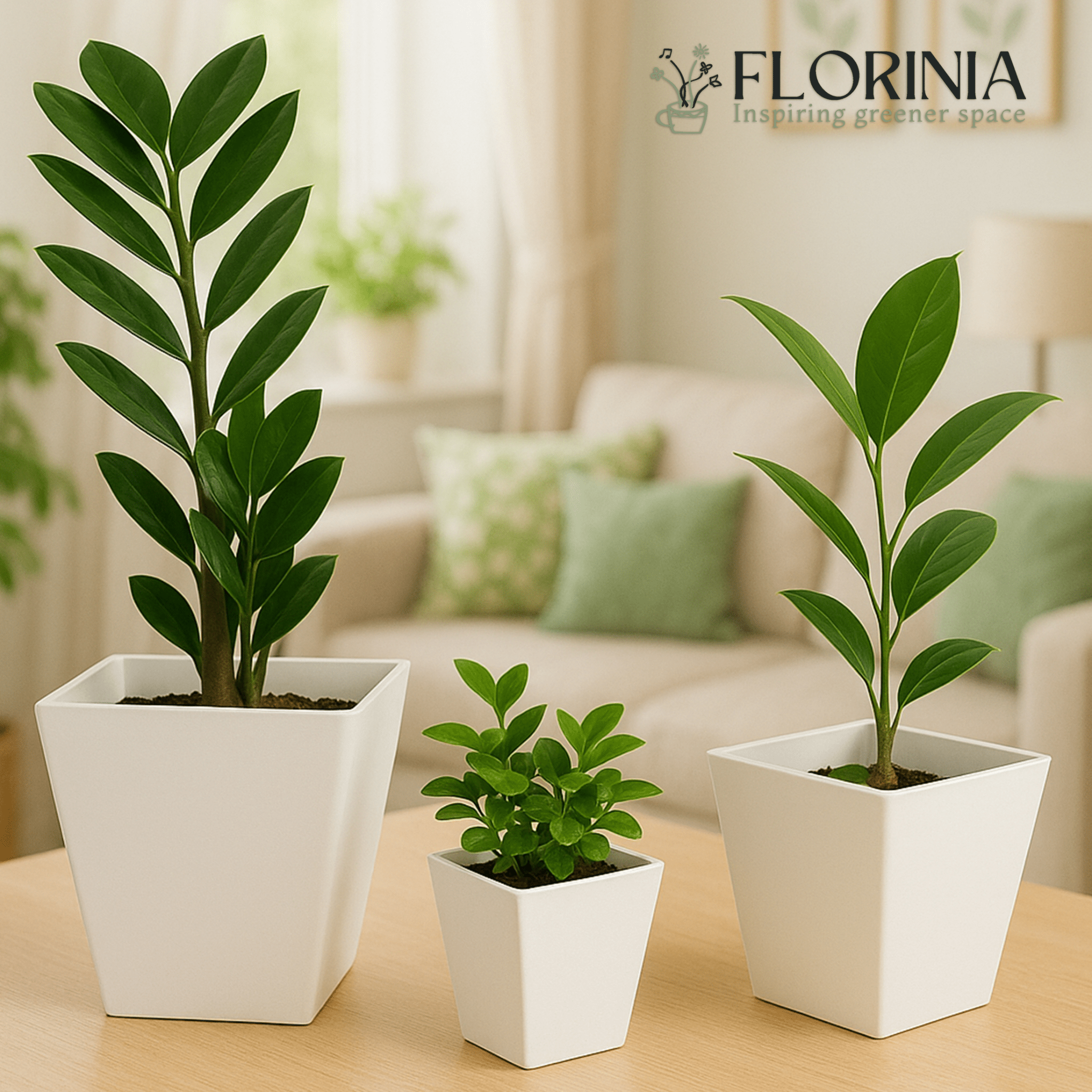 3 - Piece White Plastic Square Planter Pot Set – Modern Tapered Design - HearthHub