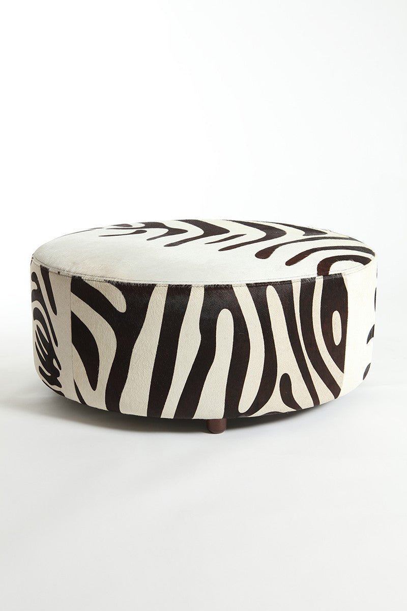 Round Cowhide Ottoman - HearthHub