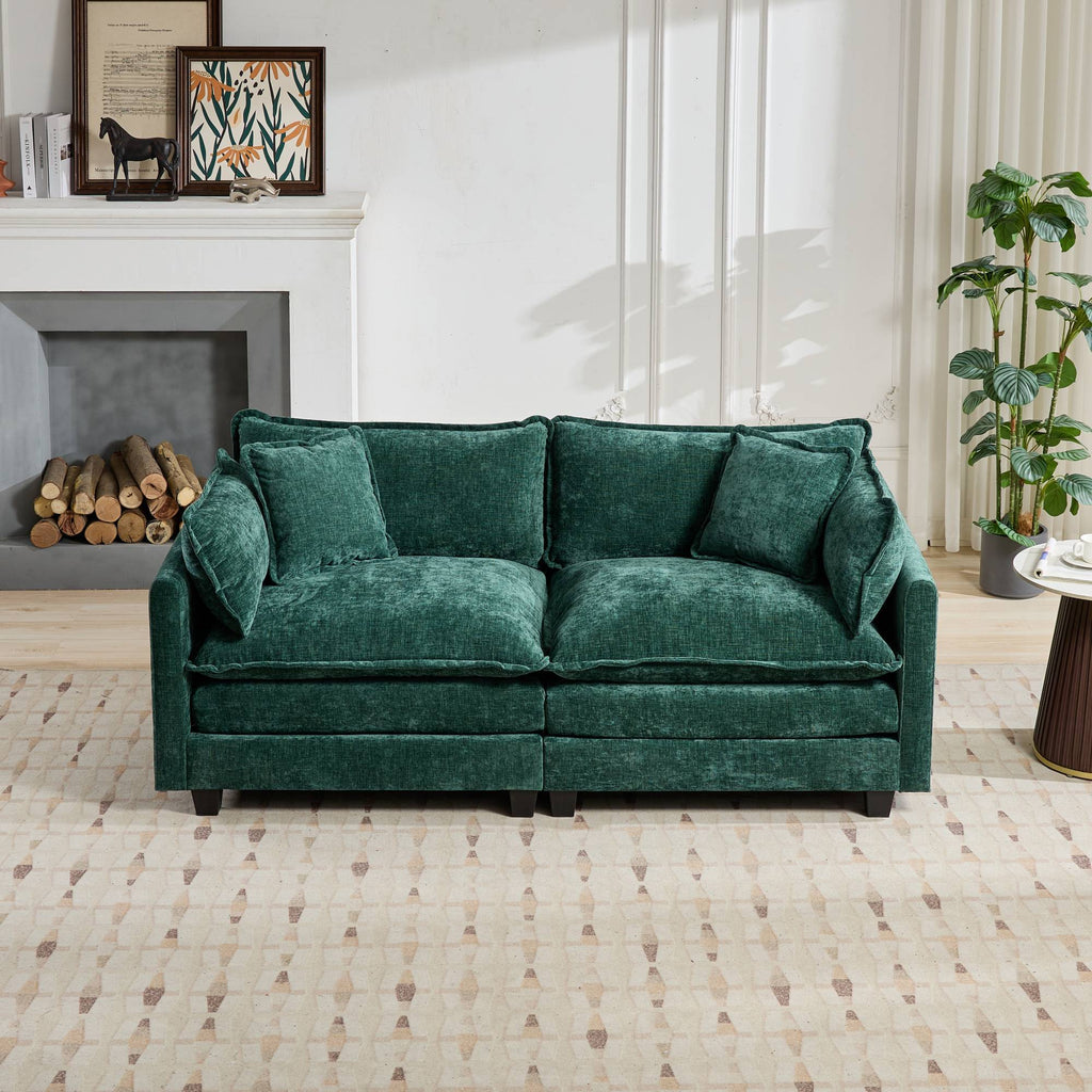 Cloud LoveSeat Sofa (Ottoman is not included) Chenille Fabric in Green - HearthHub