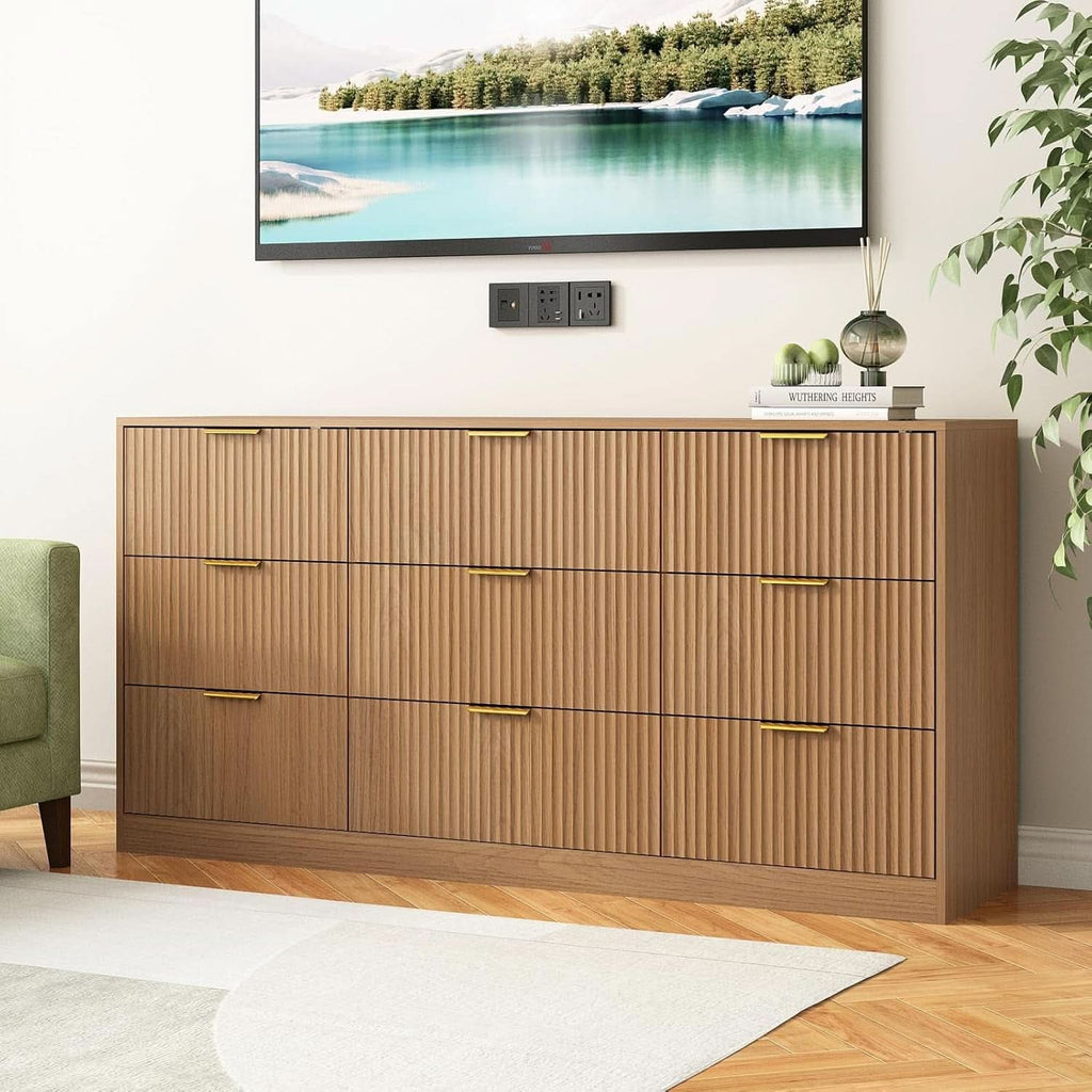 SixtyThreeInch Dresser With Deep Drawers NaturalFinish - HearthHub