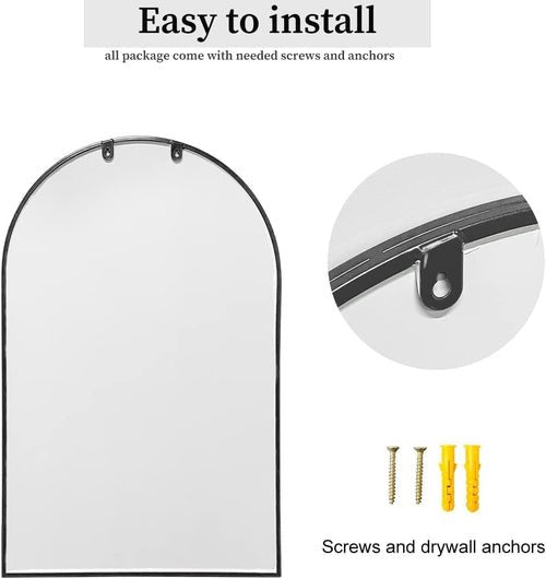 Black Arched Wall Mirror 42x24 Inches With Iron Frame - HearthHub