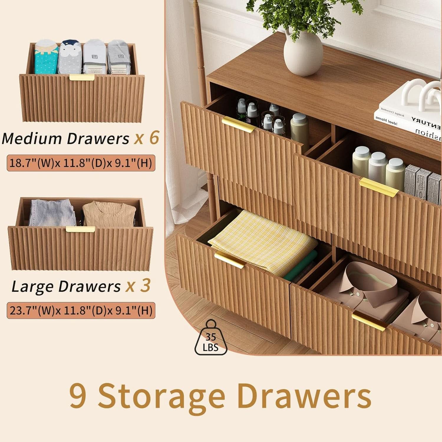 SixtyThreeInch Dresser With Deep Drawers NaturalFinish - HearthHub