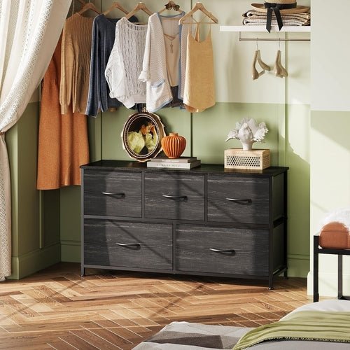 Dresser for Bedroom with 5 Drawers, Wide Chest of Drawers, Fabric - HearthHub