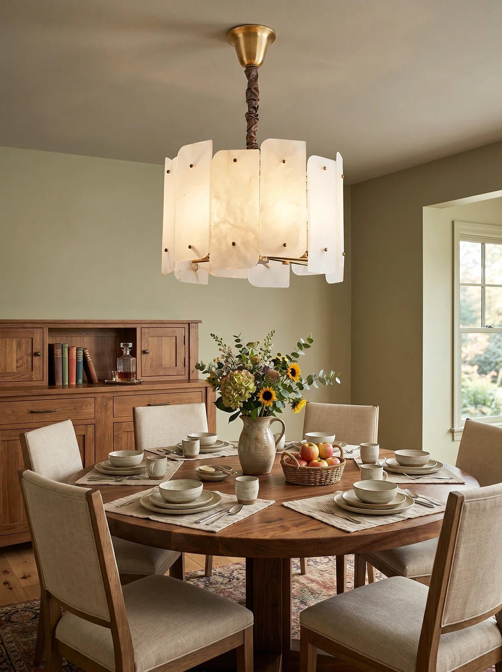 Alabaster Lorry Round Copper Chandelier - HearthHub