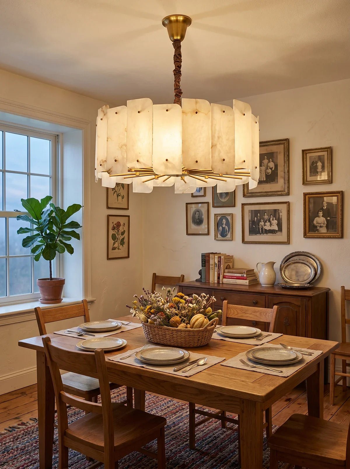 Alabaster Lorry Round Copper Chandelier - HearthHub