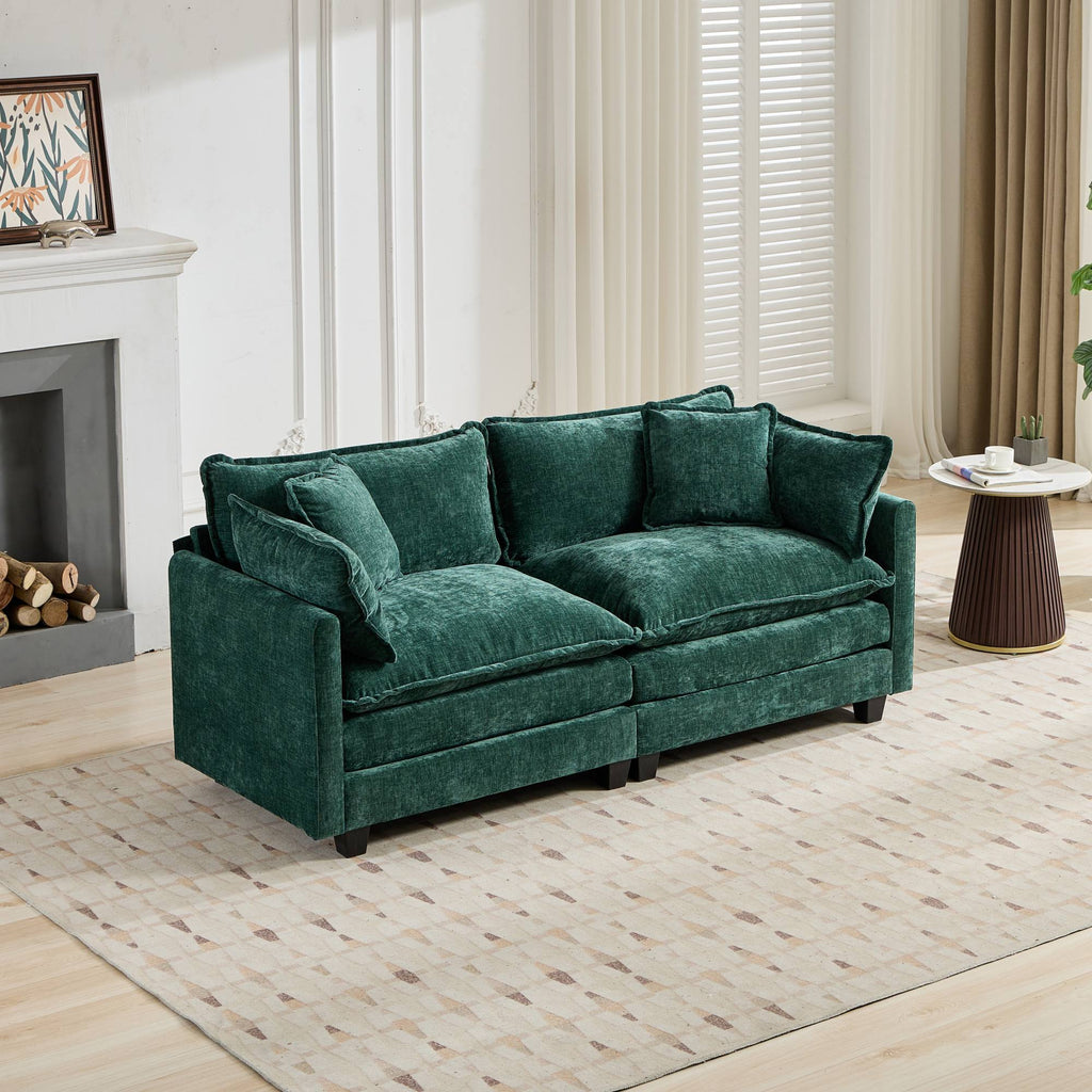 Cloud LoveSeat Sofa (Ottoman is not included) Chenille Fabric in Green - HearthHub