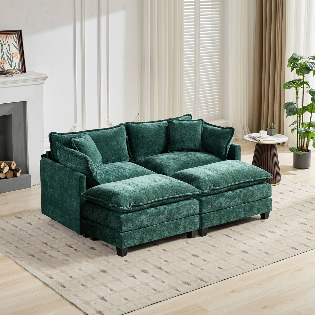 Cloud LoveSeat Sofa (Ottoman is not included) Chenille Fabric in Green - HearthHub