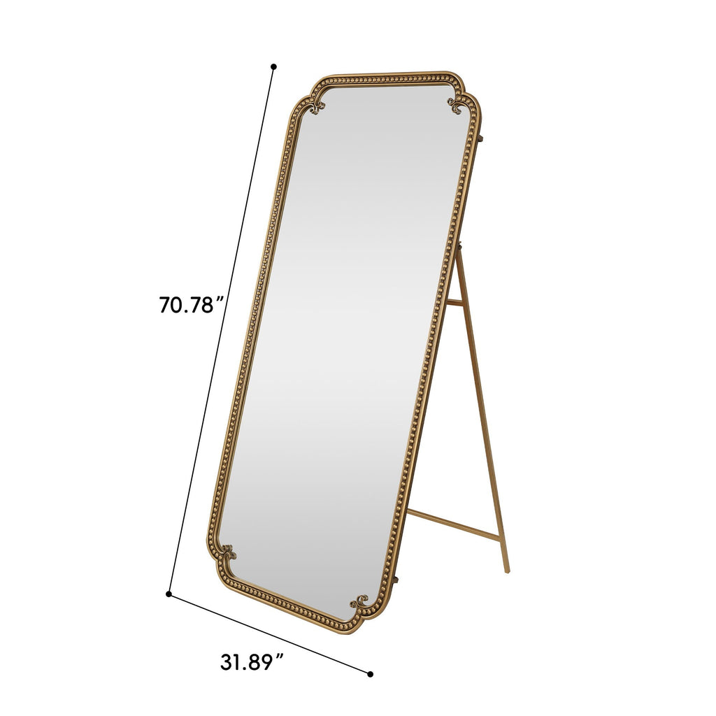 Full Length Mirror With Stand, Floor Standing Dressing For Bedroom - Antique Gold - HearthHub