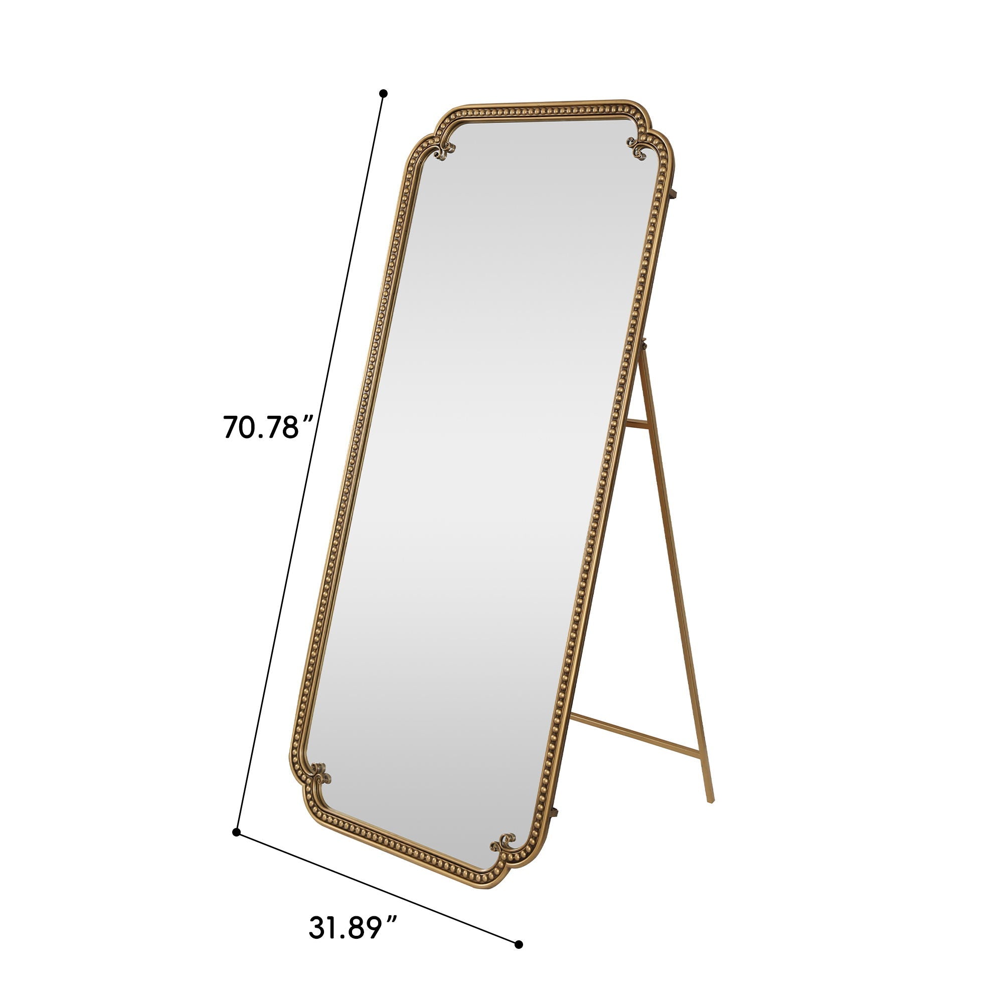 Full Length Mirror With Stand, Floor Standing Dressing For Bedroom - Antique Gold - HearthHub