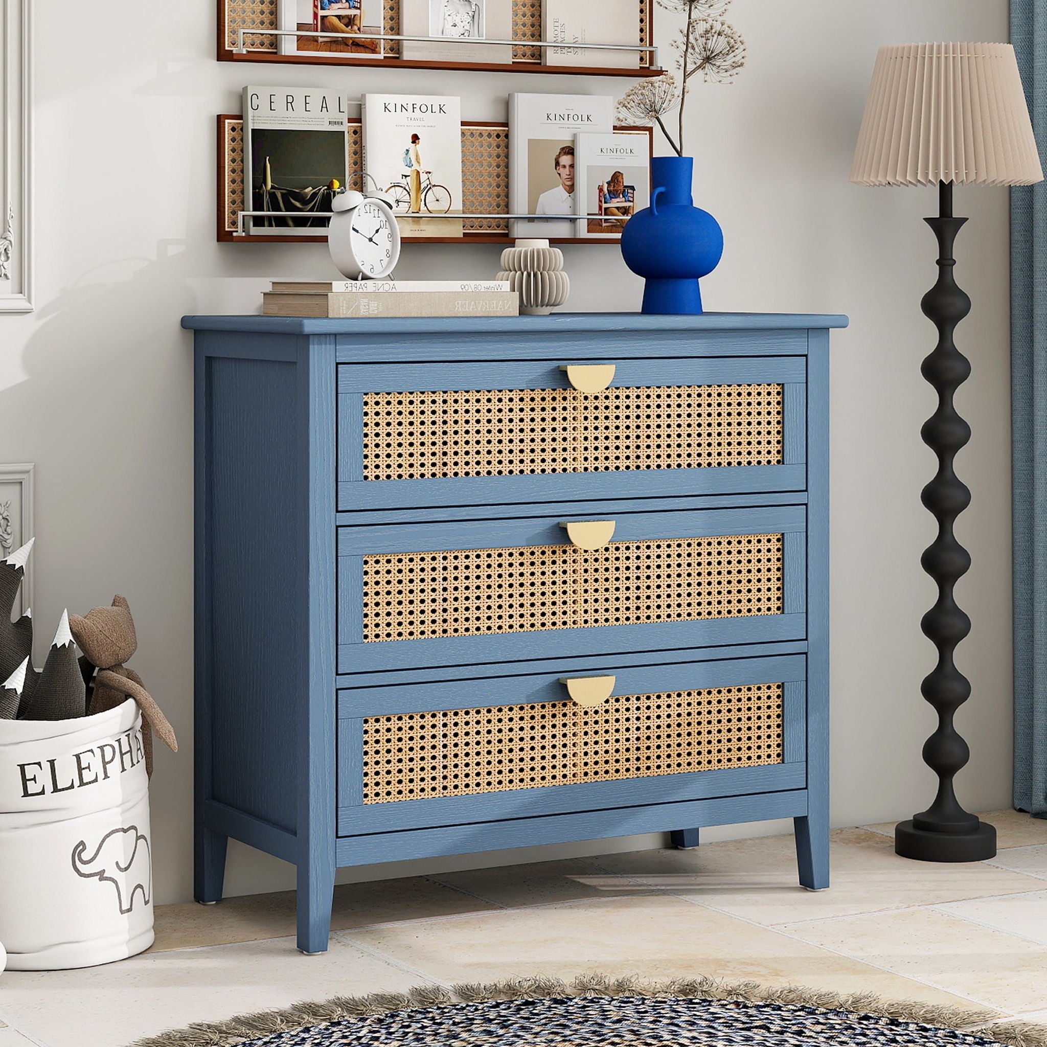 3 Drawer Cabinet, Natural Rattan, American Furniture - HearthHub
