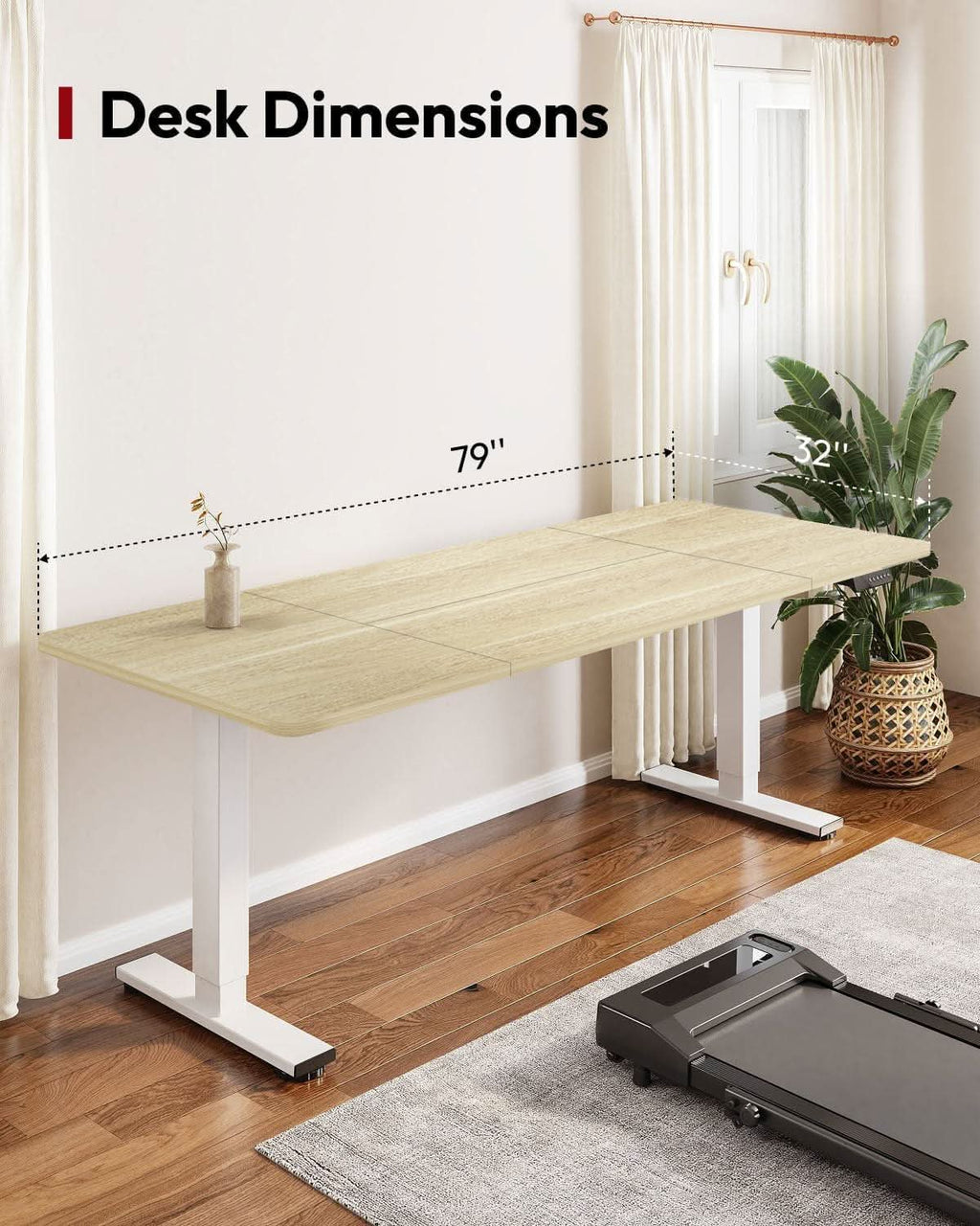 Electric Height Adjustable Standing Desk 79x32 White - HearthHub