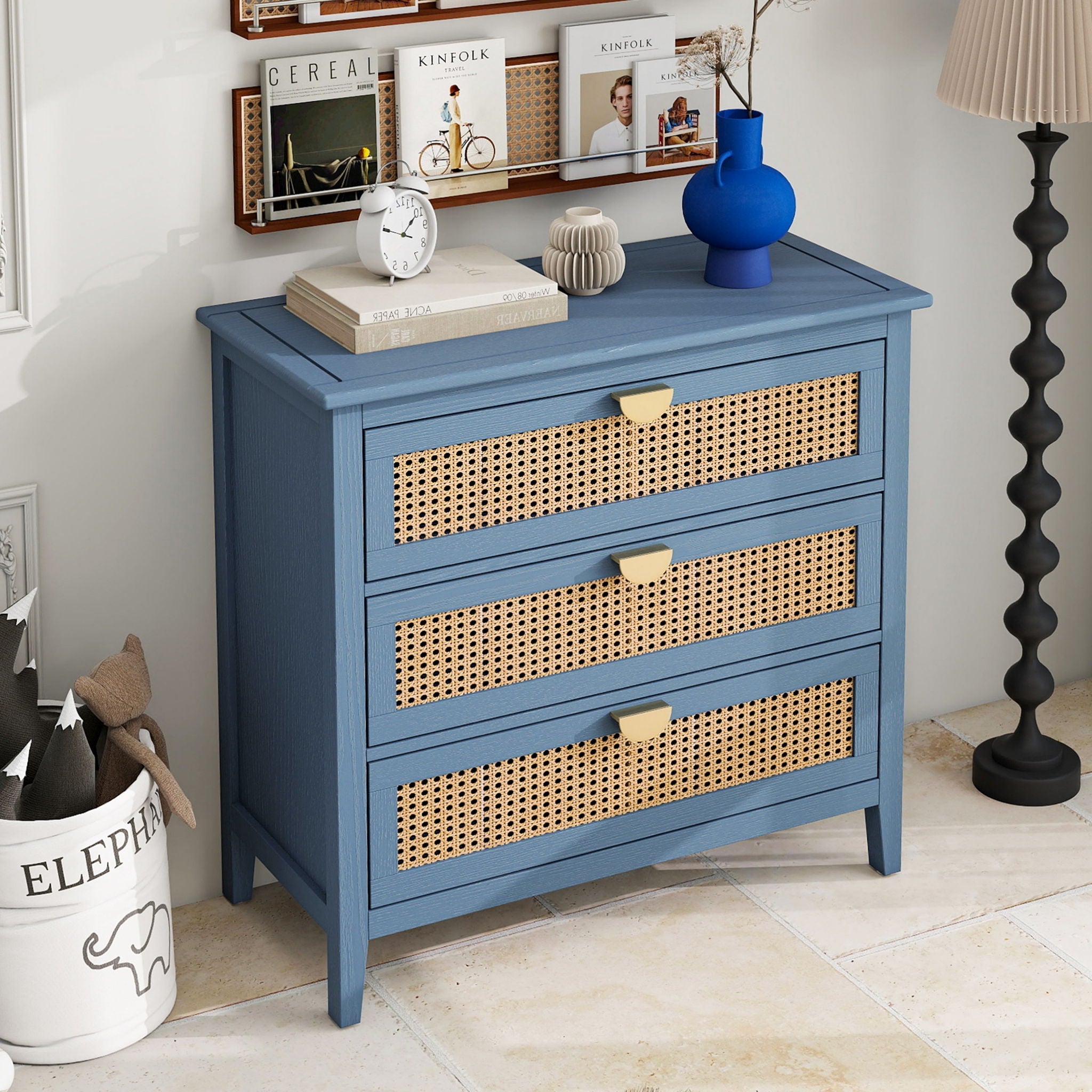 3 Drawer Cabinet, Natural Rattan, American Furniture - HearthHub