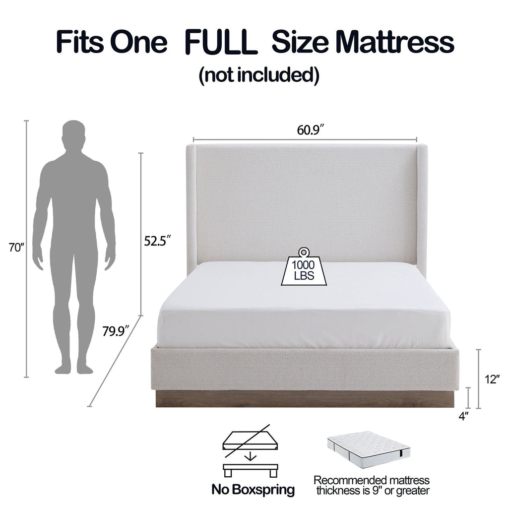 Hosford - Minimalist Upholstered Wingback Bed - HearthHub