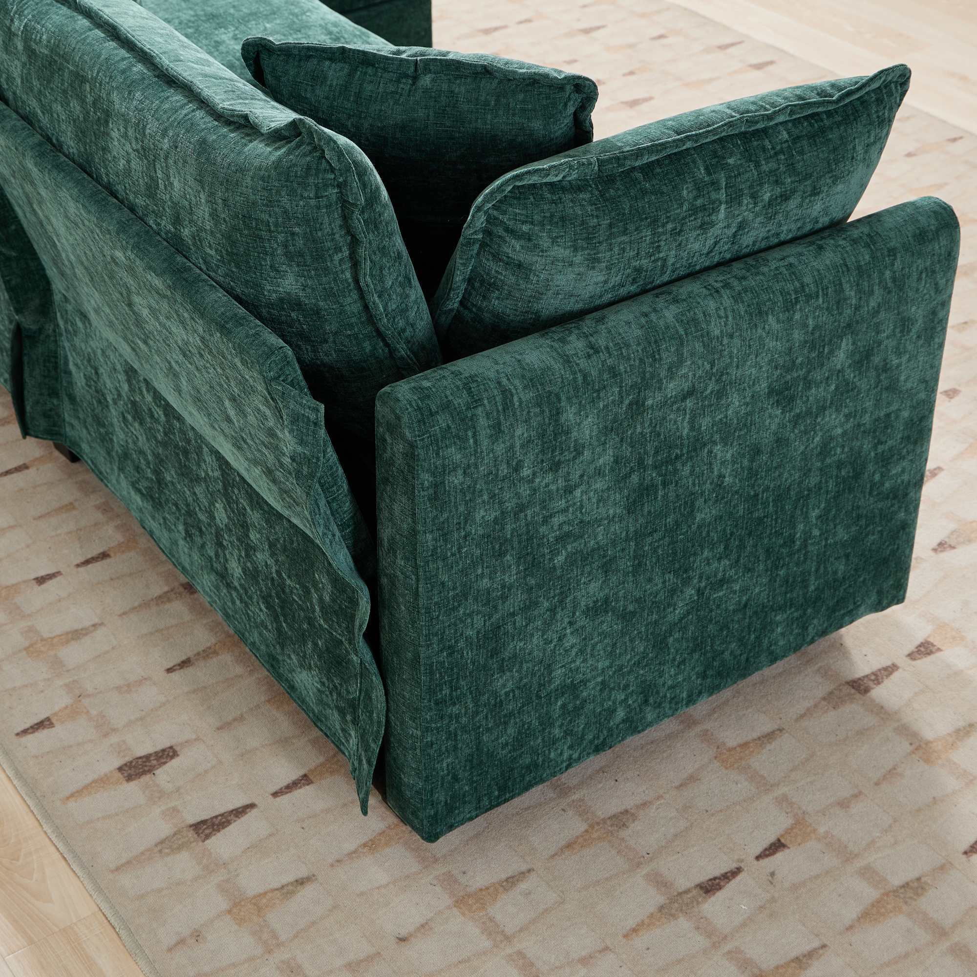 Cloud 3 Seats Sofa (Ottoman is not included) Chenille Fabric in Green - HearthHub
