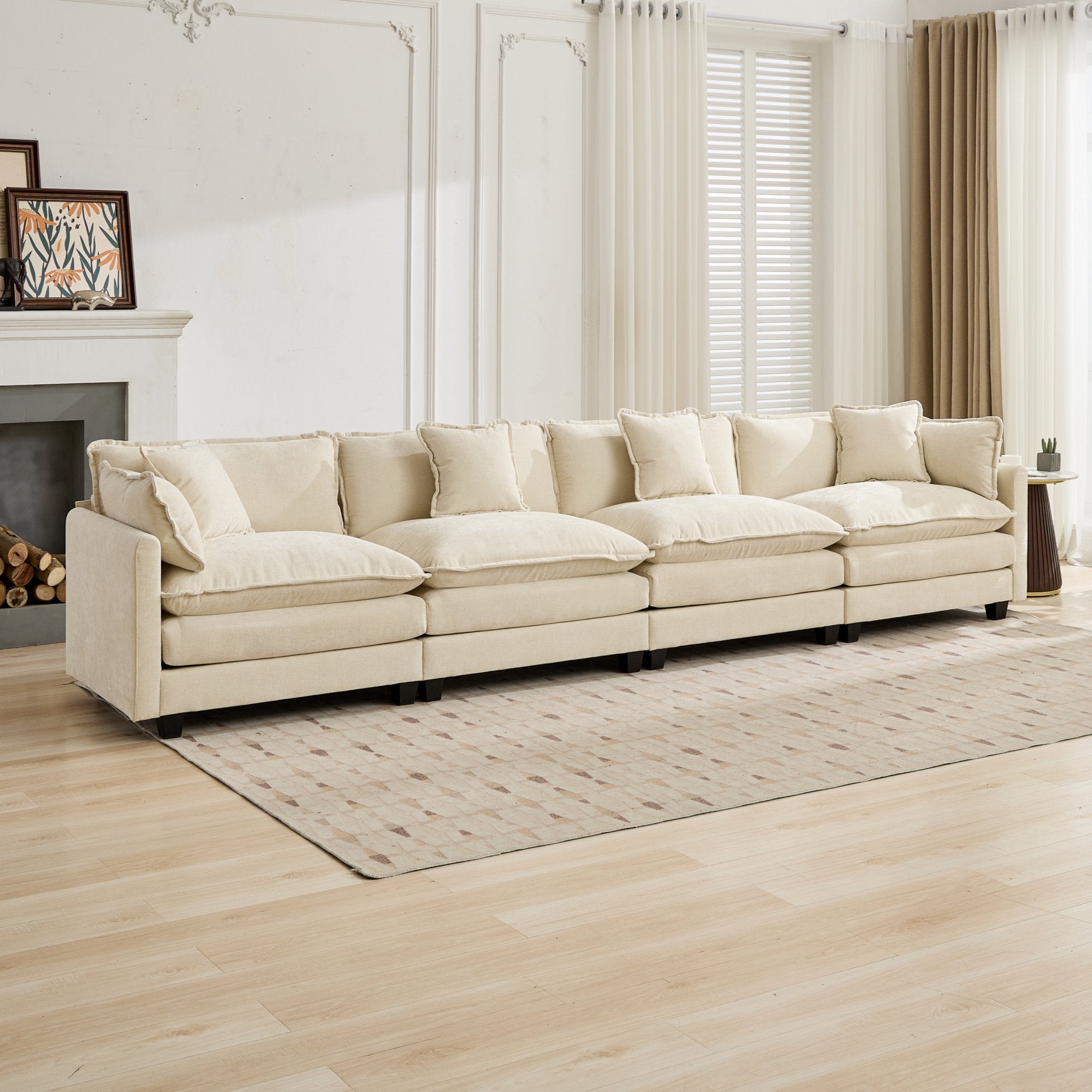 Cloud 4 Seats Sofa (Ottoman is not included) with Chenille Fabric in Beige - HearthHub