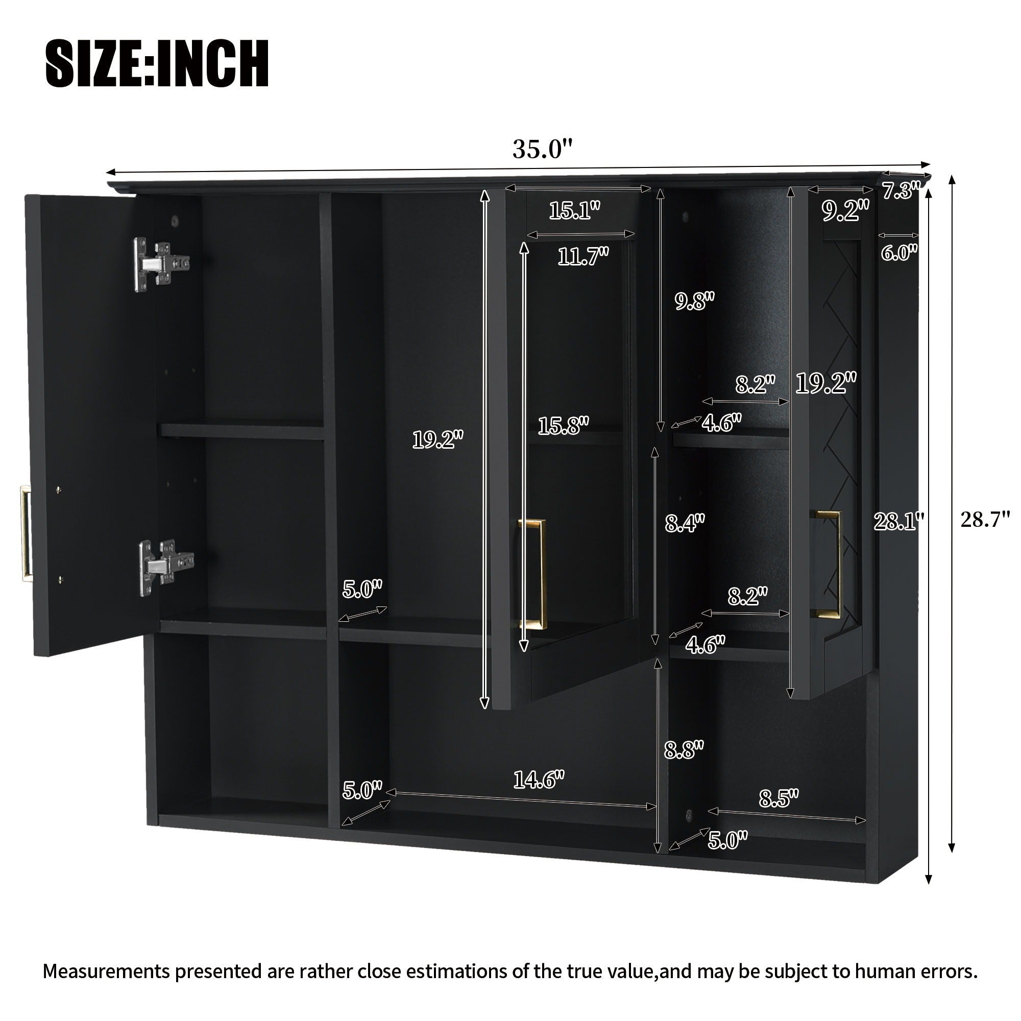 Modern Wall Mounted Medicine Cabinet With Adjustable Shelves, Soft Close Doors, High Define Mirror - HearthHub
