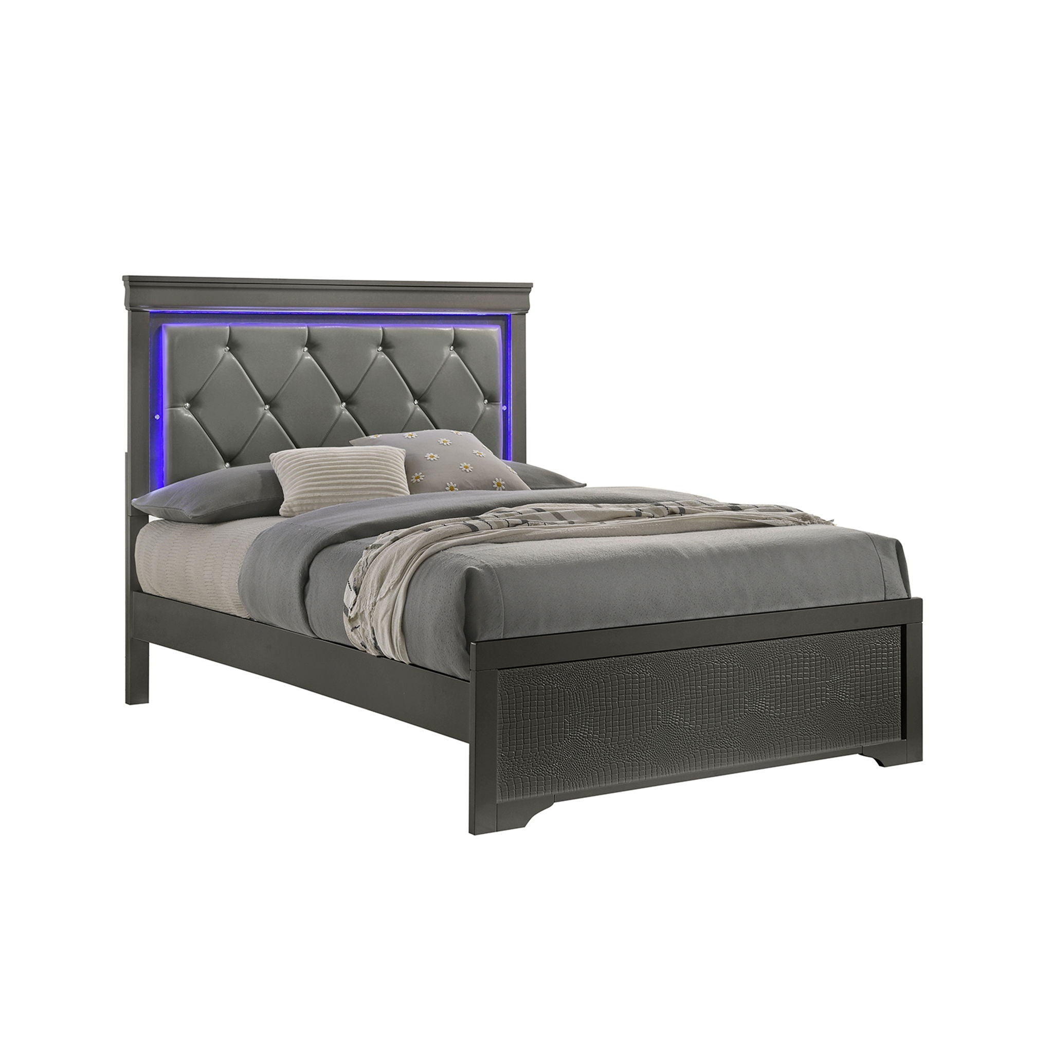 Blaze - Modern Bed With LED Headboard - HearthHub