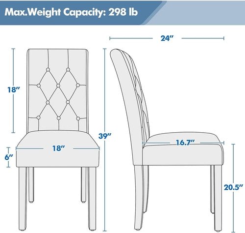 Faux Leather Dining Chairs, Button Tufted Dining Room Chairs with - HearthHub