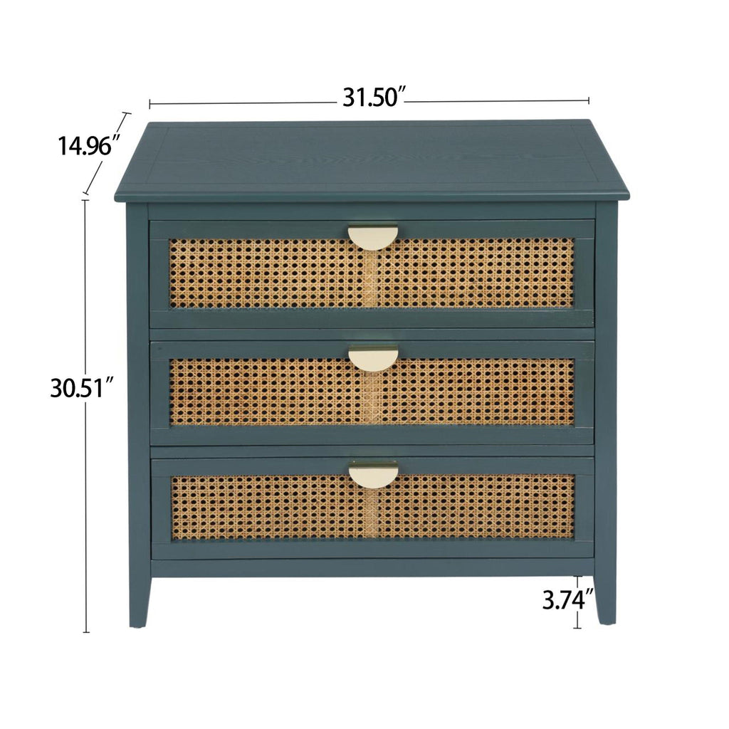 3 Drawer Cabinet, Natural Rattan, American Furniture - HearthHub