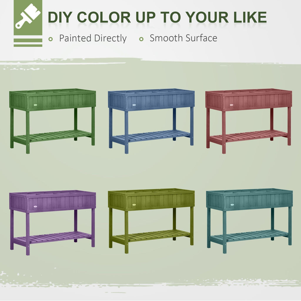 Elevated Planter Box Stand Wooden with 8 Slots and Shelf Dark Grey for Herbs Veggies Flowers - HearthHub