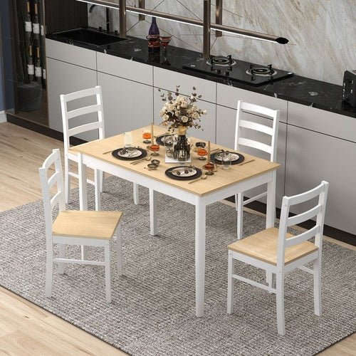 5 - Piece Wooden Dining Set with Rectangular Table and 4 Chairs - HearthHub