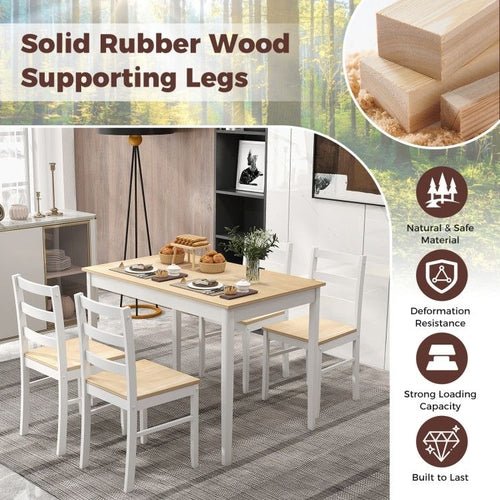 5 - Piece Wooden Dining Set with Rectangular Table and 4 Chairs - HearthHub