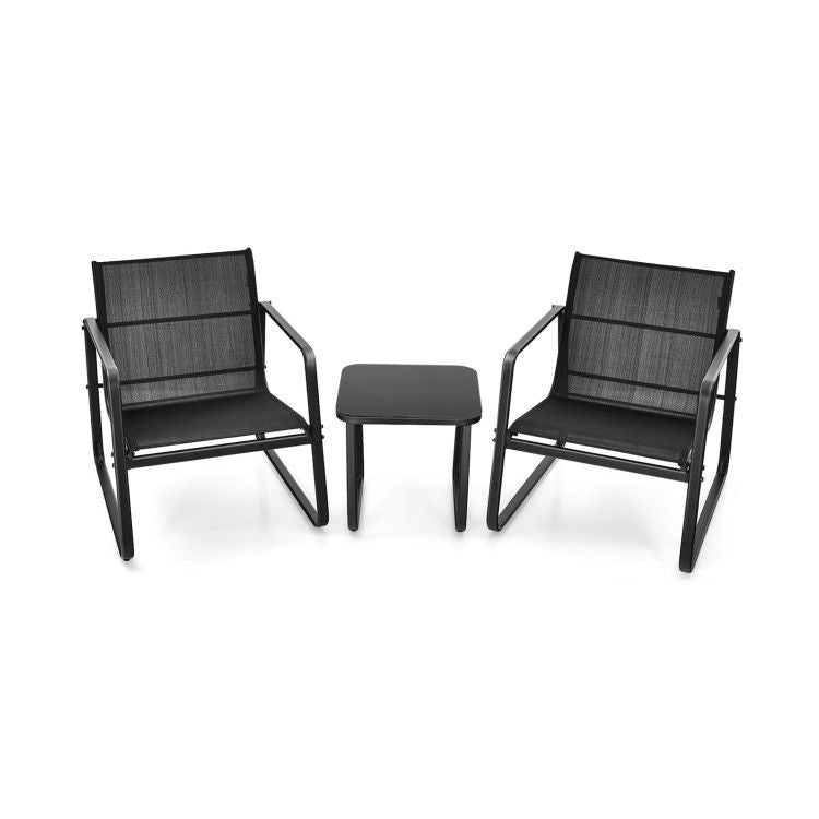 3 Pieces Patio Bistro Furniture Set with Glass Top Table Garden Deck - HearthHub