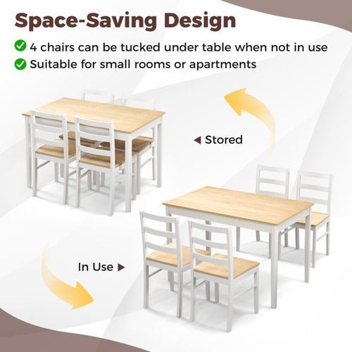 5 - Piece Wooden Dining Set with Rectangular Table and 4 Chairs - HearthHub