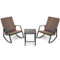 3 Pieces Patio Rattan Rocking Furniture Set - HearthHub