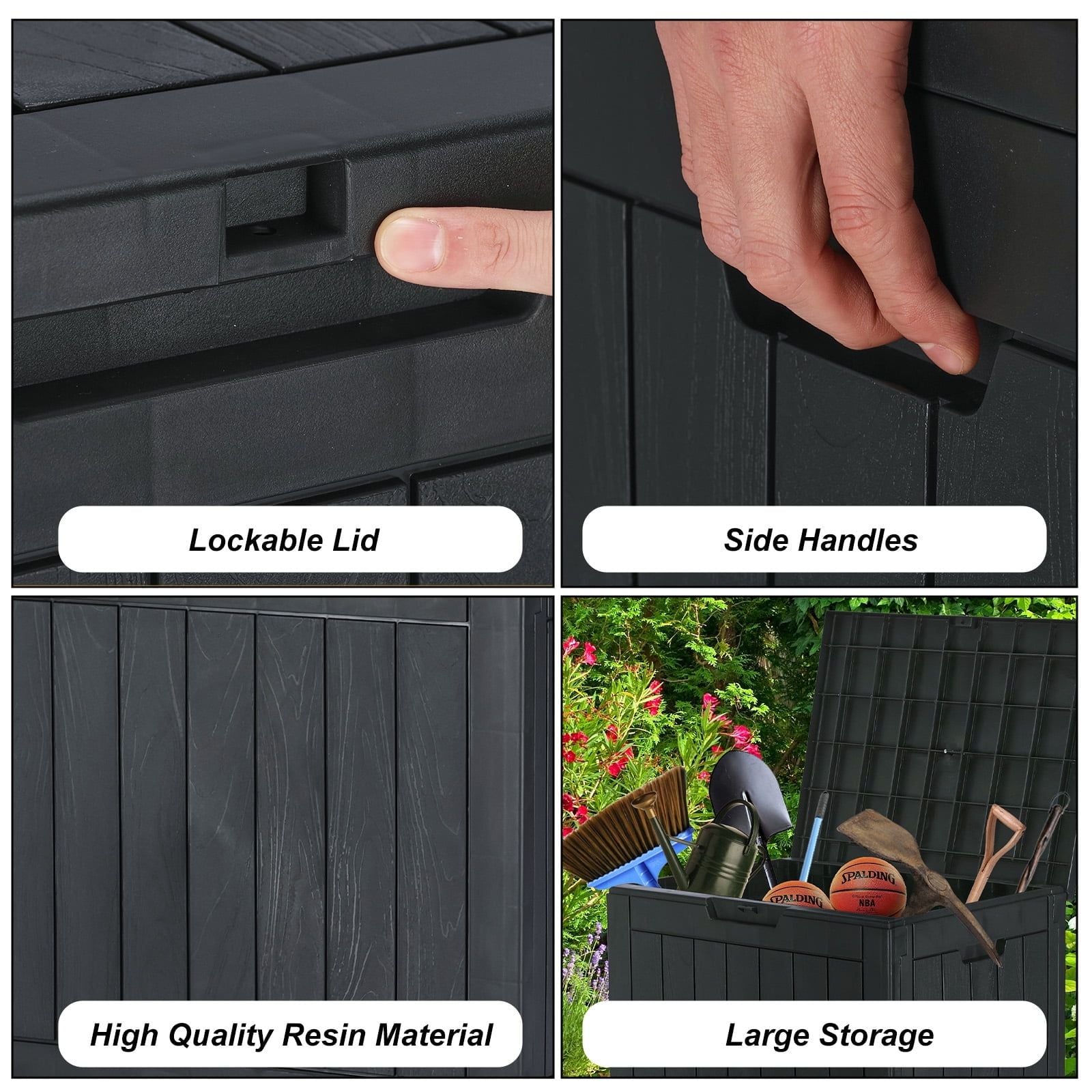 31 Gallon Resin Deck Box, Waterproof UV Resistant Outdoor Storage Box for Garden, Indoor - HearthHub