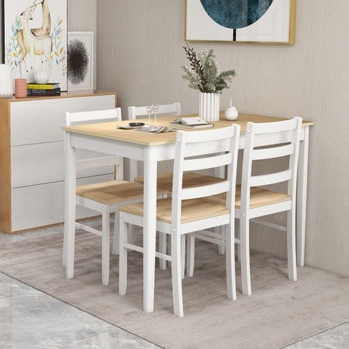 5 - Piece Wooden Dining Set with Rectangular Table and 4 Chairs - HearthHub
