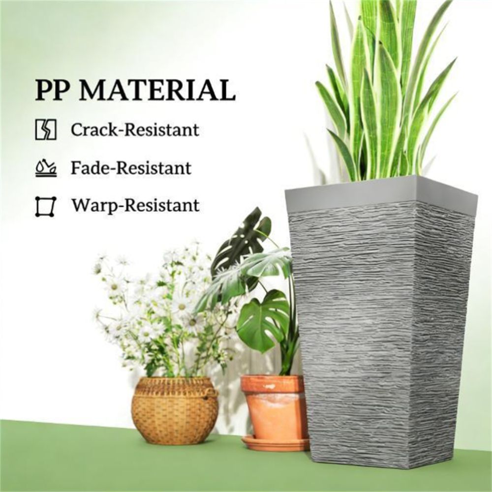 A set of 3 outdoor flower pots, conical flower pots, gray, very suitable for deep rooted plants or small trees - HearthHub
