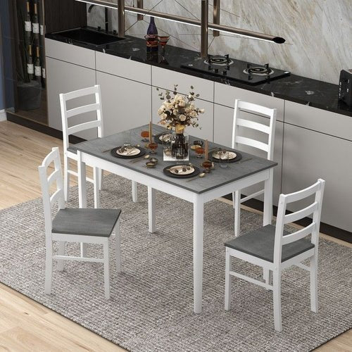 5 - Piece Wooden Dining Set with Rectangular Table and 4 Chairs - HearthHub