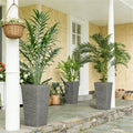 A set of 3 outdoor flower pots, conical flower pots, gray, very suitable for deep rooted plants or small trees - HearthHub