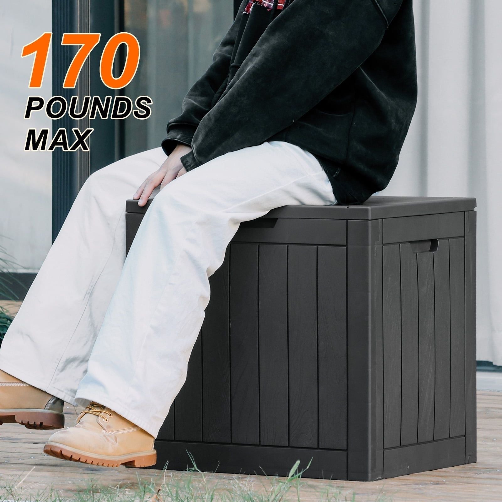 31 Gallon Resin Deck Box, Waterproof UV Resistant Outdoor Storage Box for Garden, Indoor - HearthHub