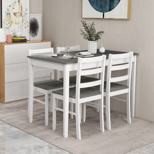 5 - Piece Wooden Dining Set with Rectangular Table and 4 Chairs - HearthHub