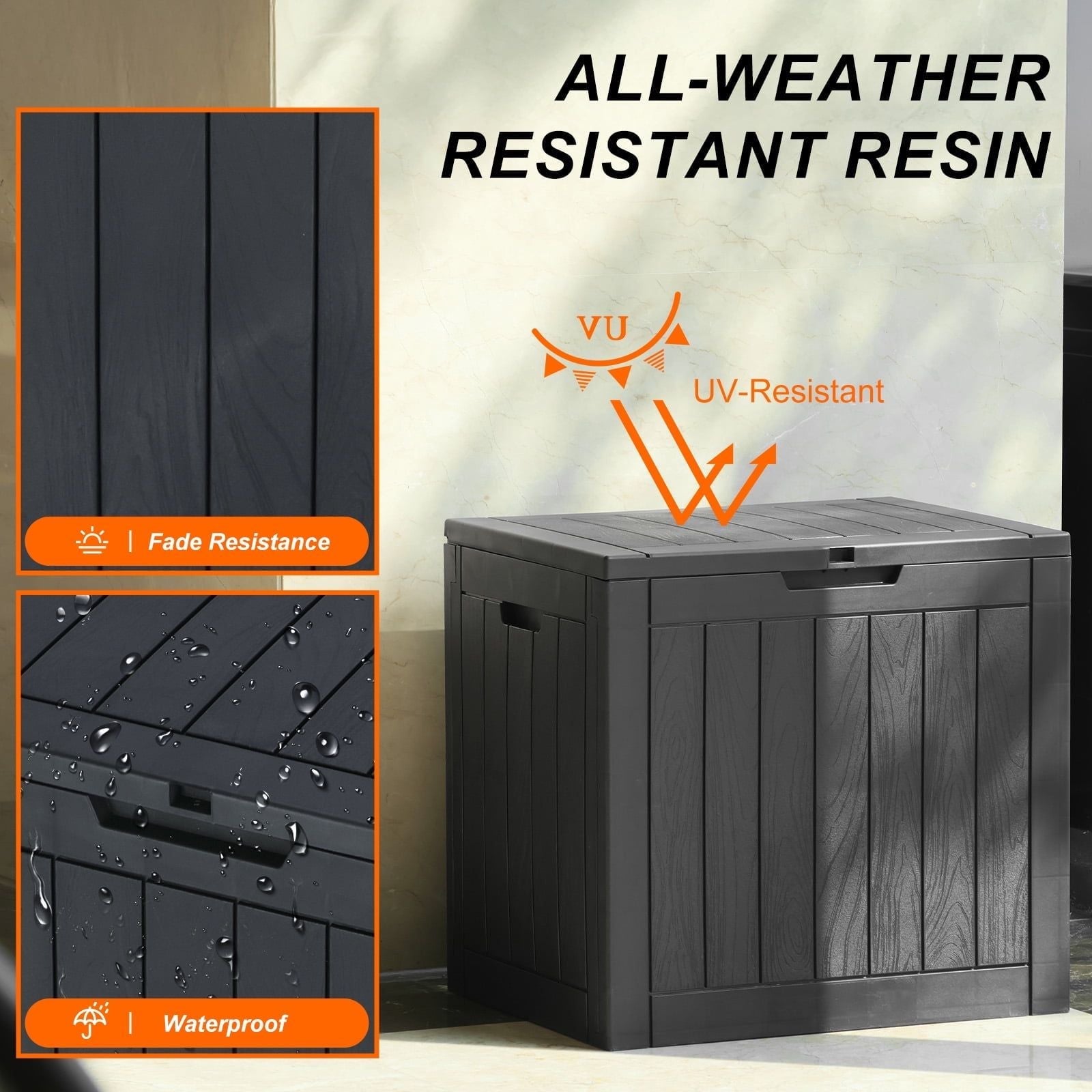 31 Gallon Resin Deck Box, Waterproof UV Resistant Outdoor Storage Box for Garden, Indoor - HearthHub