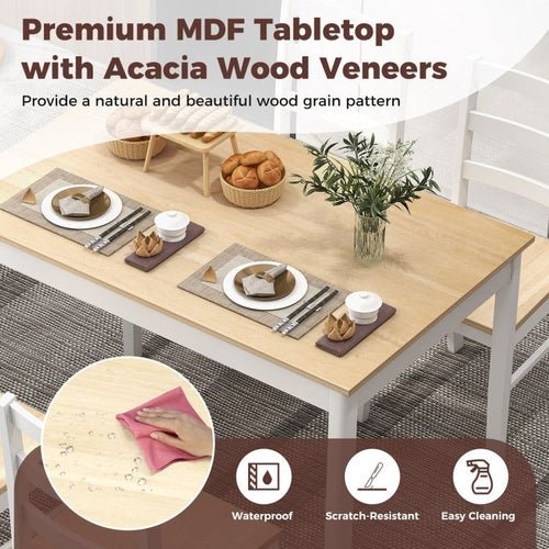 5 - Piece Wooden Dining Set with Rectangular Table and 4 Chairs - HearthHub