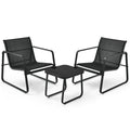 3 Pieces Patio Bistro Furniture Set with Glass Top Table Garden Deck - HearthHub