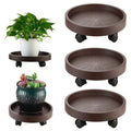 8 Pack Plant Caddy with Wheels Heavy Duty 12.2 Inch Plant Dolly with Locking Casters Rolling Plant Stand for Indoor Outdoor, Brown - HearthHub