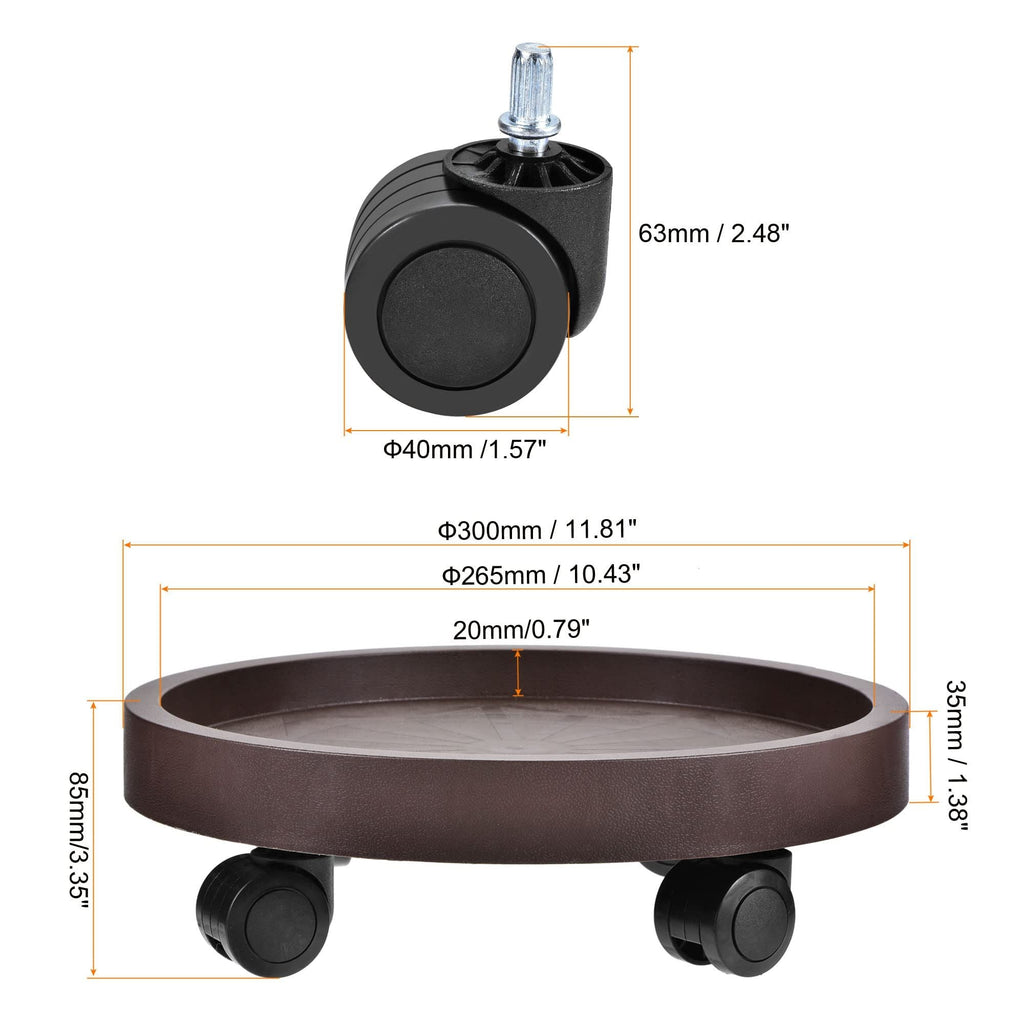 8 Pack Plant Caddy with Wheels Heavy Duty 12.2 Inch Plant Dolly with Locking Casters Rolling Plant Stand for Indoor Outdoor, Brown - HearthHub