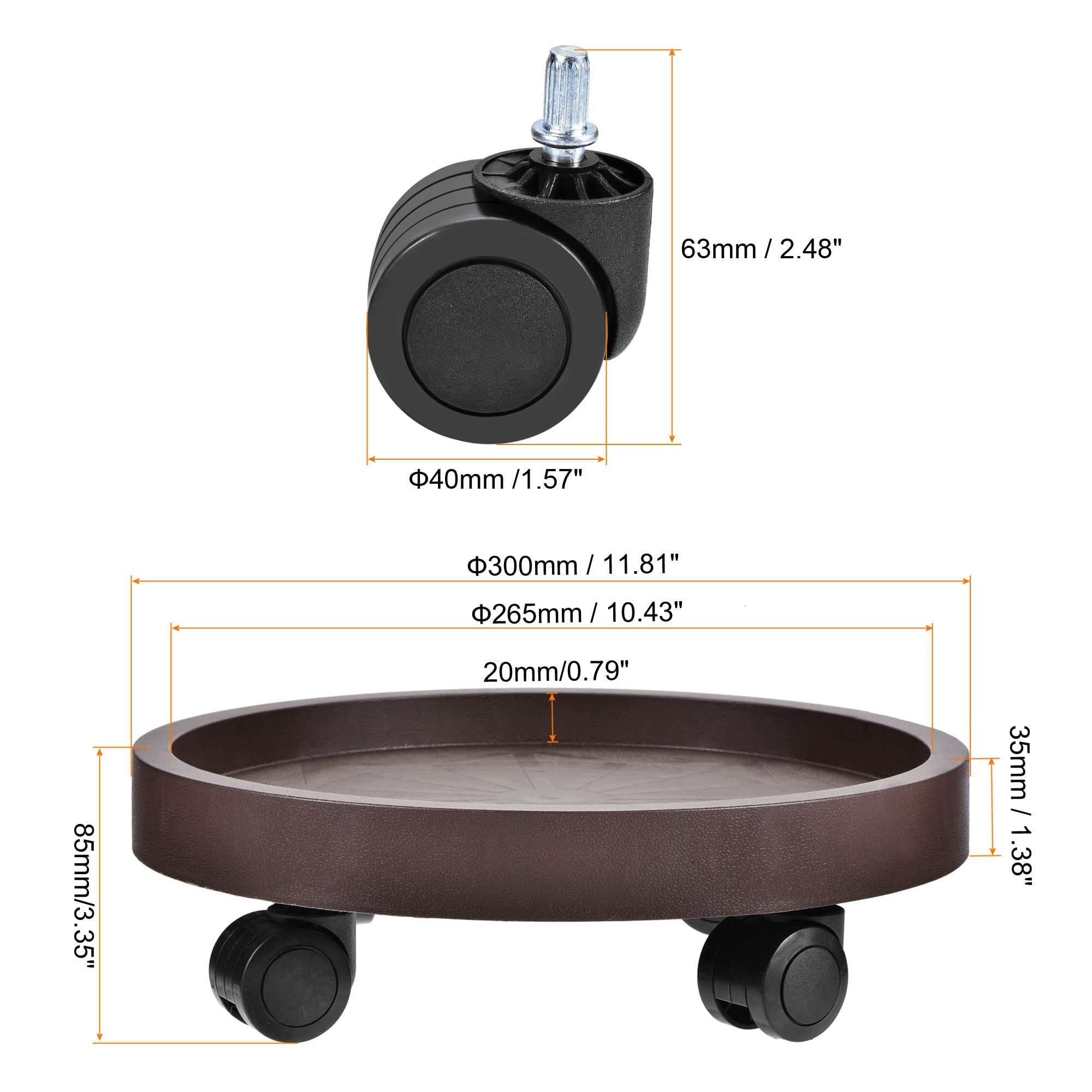 8 Pack Plant Caddy with Wheels Heavy Duty 12.2 Inch Plant Dolly with Locking Casters Rolling Plant Stand for Indoor Outdoor, Brown - HearthHub