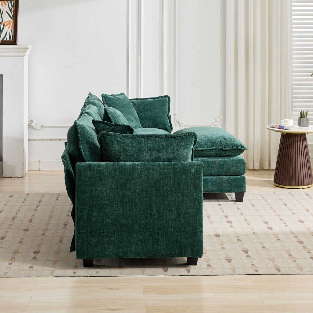 Cloud 3 Seats Sofa (Ottoman is not included) Chenille Fabric in Green - HearthHub